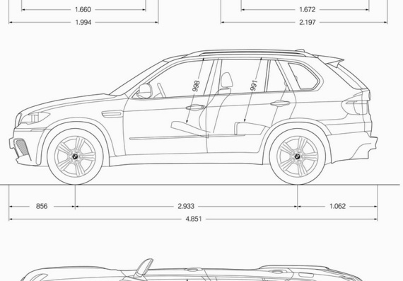 BMW X5 M (2009) (BMW X5 of M (2009)) - drawings of the car